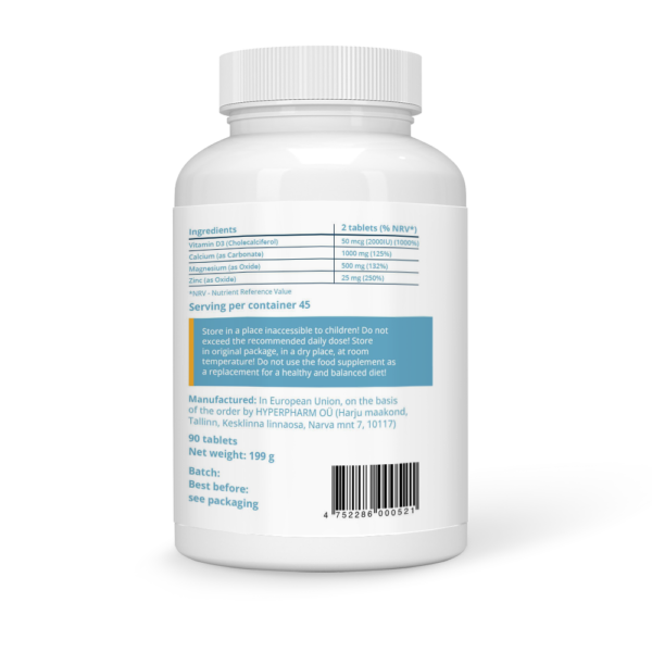 Calcium+Magnesium+Zinc+D3 Vegan Tablets