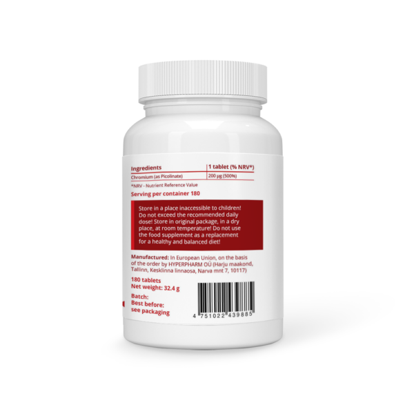 Chromium 200 mcg as Picolinate Vegan Tablets