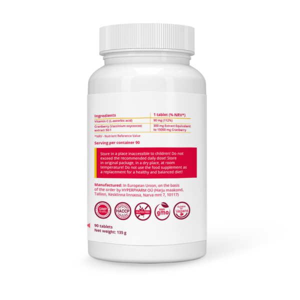 Cranberry 15000 mg + Vitamin C Vegan Tablets