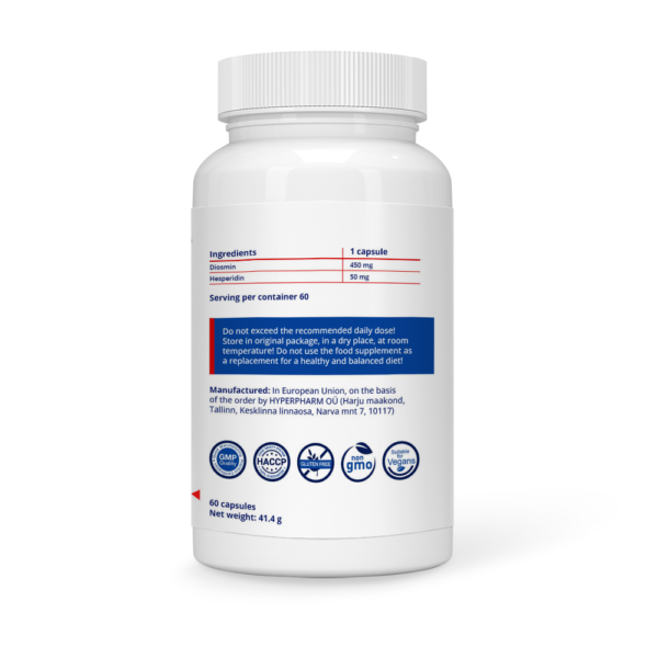 Diosmin 450 mg + Hesperidin 50 mg Vegan Capsules