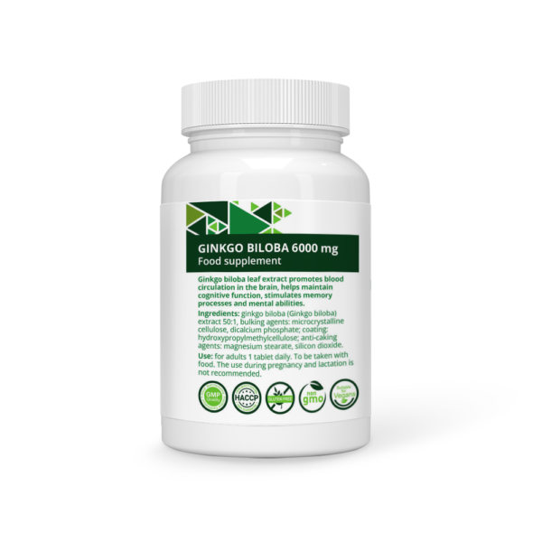Ginkgo Biloba 6000 mg Vegan Tablets