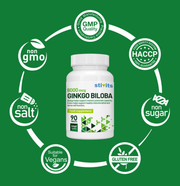 Ginkgo Biloba 6000 mg Vegan Tablets