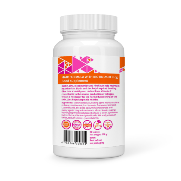 Hair Formula With Biotin 2500 mcg Vegan Tablets