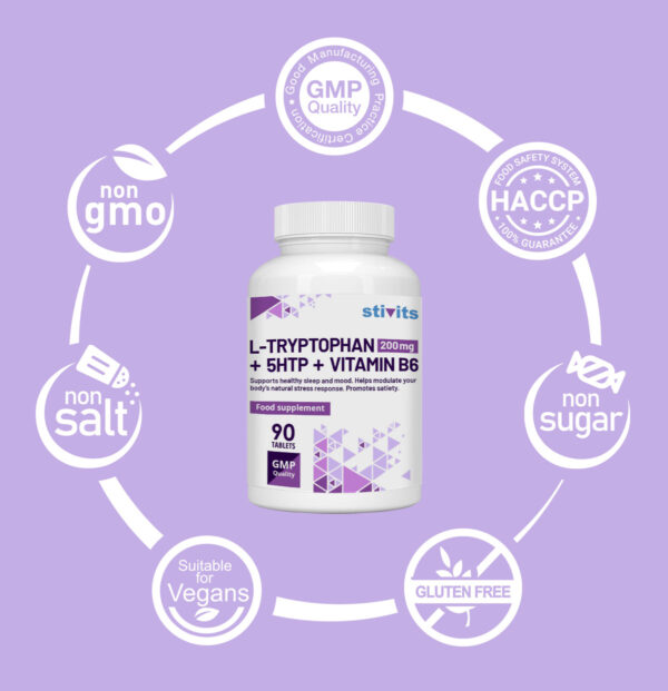 L-Tryptophan + Griffonia + Vitamin B6 Vegan Tablets