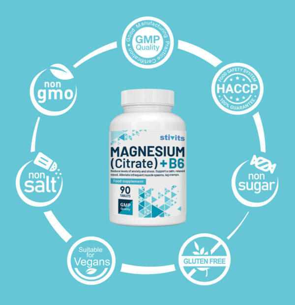 Magnesium (Citrate) 400 mg + B6 Vegan Tablets