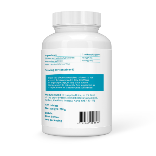 Magnesium (Citrate) 400 mg + B6 Vegan Tablets