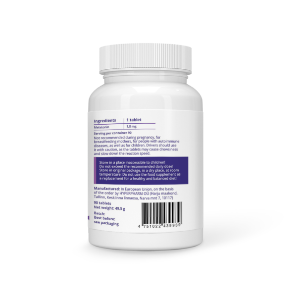 Melatonin 1,8 mg Vegan Tablets