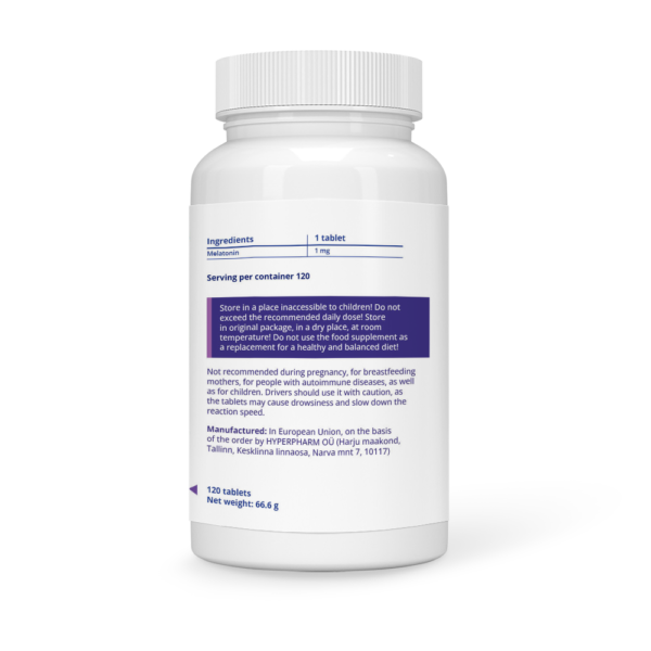 Melatonin 1 mg Vegan Tablets