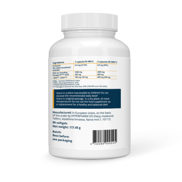 Omega-3 Fish Oil 1000 mg + Vitamin E