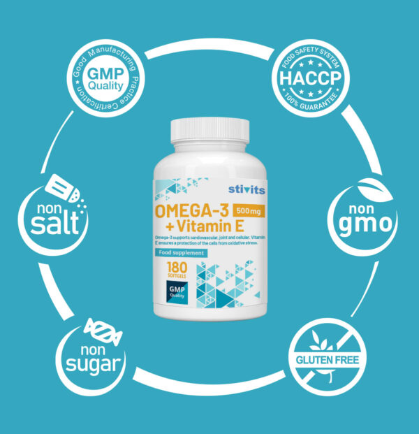 Omega-3 Fish Oil 500 mg + Vitamin E