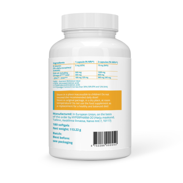 Omega-3 Fish Oil 500 mg + Vitamin E