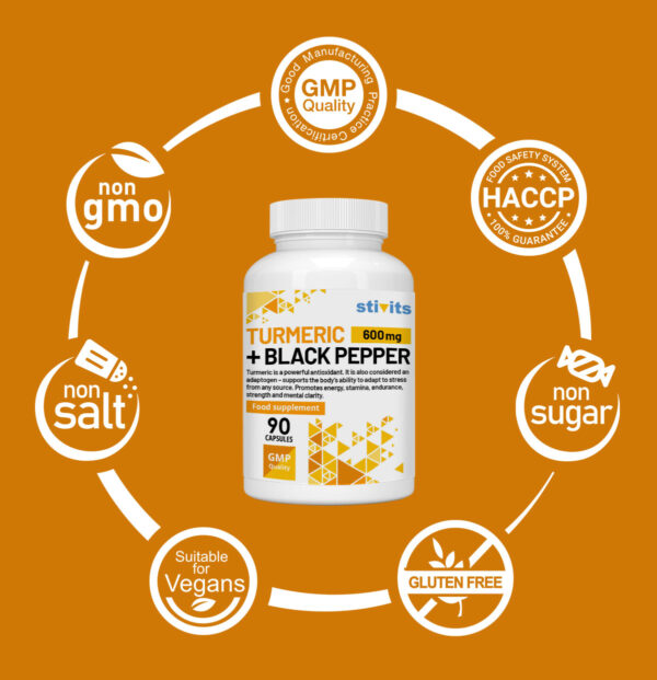 Turmeric 600 mg+Black Pepper Vegan Capsules