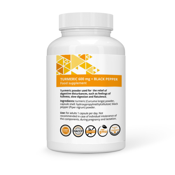 Turmeric 600 mg+Black Pepper Vegan Capsules