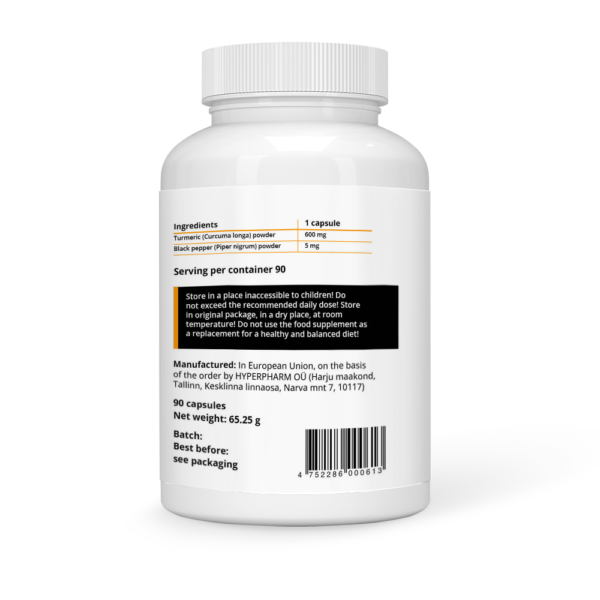 Turmeric 600 mg+Black Pepper Vegan Capsules