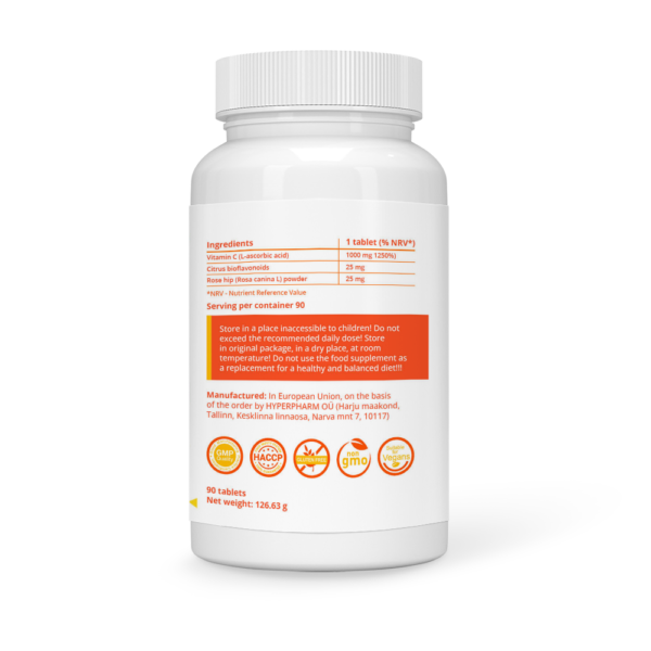 Vitamin C 1000 mg+Citrus Bioflavonoids+Rosehip Vegan Tablets