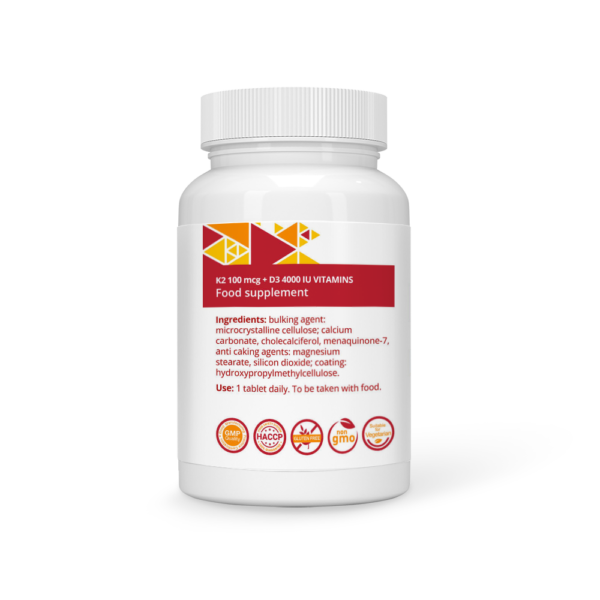 Vitamin K2 100 mcg+D3 4000 UI Vegan Tablets