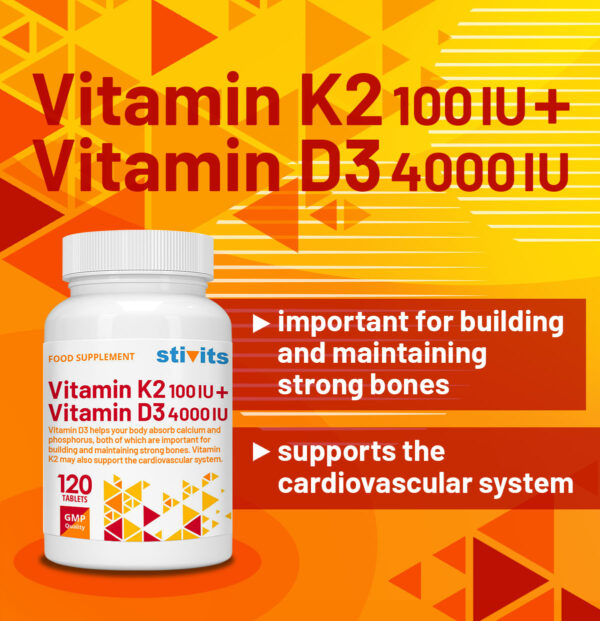 Vitamin K2 100 mcg+D3 4000 UI Vegan Tablets