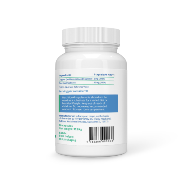 Zinc 30 mg as Picolinate + Cooper Vegan Capsules