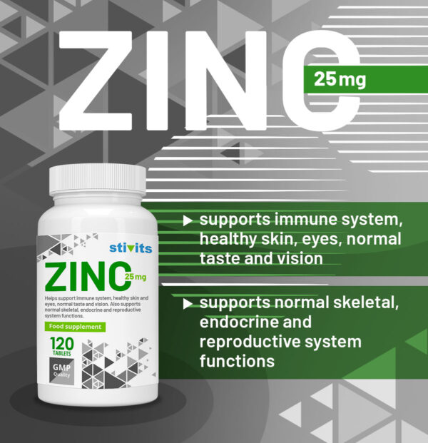 Zinc 25 mg as Gluconate Vegan Tablets
